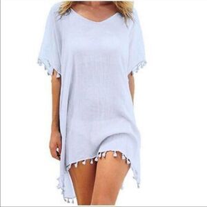 Swimsuit Cover Up with Tassels WHITE NWT